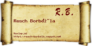 Resch Borbála névjegykártya